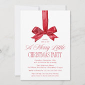 Elegant Red Bow Merry Little Christmas Party Kaart (Voorkant)