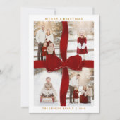 Elegant Red Bow Photo Christmas Card Kaart (Voorkant)