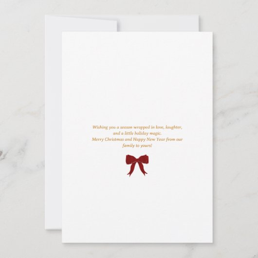 Elegant Red Bow Photo Christmas Card Kaart (Achterkant)