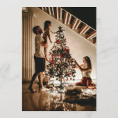 Elegant Red Bow Photo Christmas Holiday Party  Kaart (Achterkant)