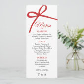 Elegant Red Bow Wedding Menu (Staand voorkant)