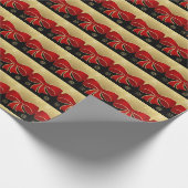 Elegant red bows Gold Kerstmis Cadeaupapier (Hoek)