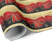 Elegant red bows Gold Kerstmis Cadeaupapier (Rol Hoek)