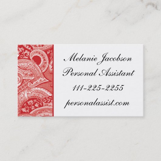 Elegant Red Brocade border visitekaartje (Voorkant)