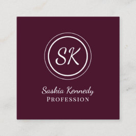 Elegant Red Brown Script Professional Monogram Vierkante Visitekaartje