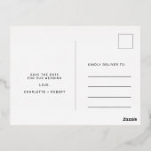 Elegant red bruiloft bewaart het datumscript goud folie uitnodiging briefkaart (Achterkant)