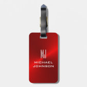 Elegant Red Brushed Metallic monogramed Initiaal Bagagelabel (Achterkant verticaal)
