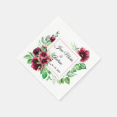 Elegant Red Burgundy Floral Wedding Servet (Hoek)
