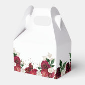 Elegant Red Burgundy & White Rose Florals Weddensc Bedankdoosjes (Achterkant)