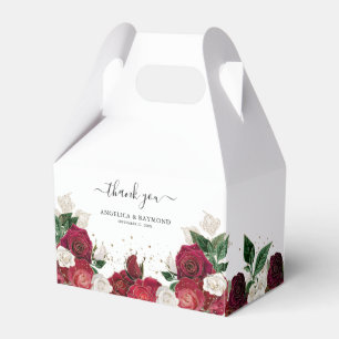 Elegant Red Burgundy & White Rose Florals Weddensc Bedankdoosjes