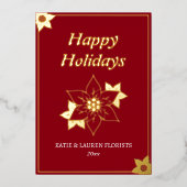 Elegant Red Business Logo Christmas Folie Feestdagenkaart (Voorkant)