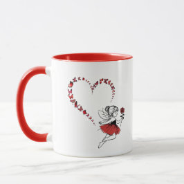 Elegant Red Butterfly Heart Fairy Two-Tone Mug Mok