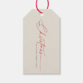 Elegant Red Calligraphy Christmas Family Name Cadeaulabel (Voorkant)