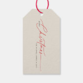 Elegant Red Calligraphy Christmas Family Name Cadeaulabel (Achterkant)