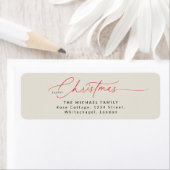 Elegant Red Calligraphy Christmas Return Address Etiket (Insitu)