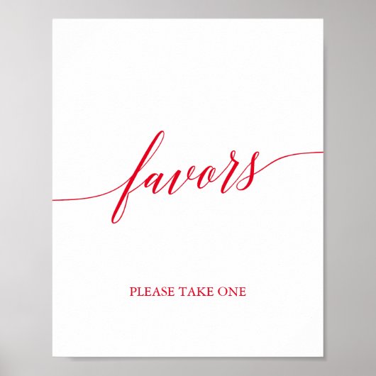 Elegant Red Calligraphy Favors Poster (Voorkant)