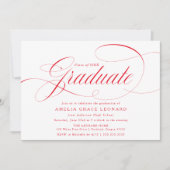 Elegant Red Calligraphy Graduation Party Kaart