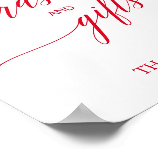 Elegant Red Calligraphy Kaarten and Gifts Sign Poster (Hoek)