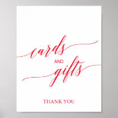 Elegant Red Calligraphy Kaarten and Gifts Sign Poster (Voorkant)