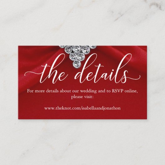 Elegant Red Calligraphy Wedding Website Informatiekaartje (Voorkant)