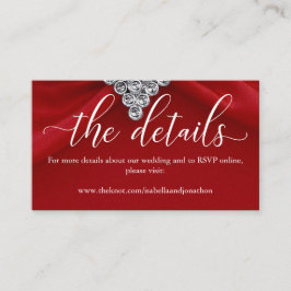 Elegant Red Calligraphy Wedding Website Informatiekaartje