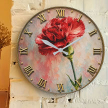 Elegant Red Carnation Vintage Botanical Floral Dec