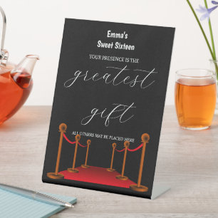 Elegant Red Carpet Hollywood Kaarten Gift Birthday Reclamebord Met Voetstuk