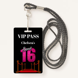Elegant Red Carpet Hollywood Theme Sweet 16 VIP Badge