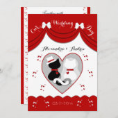Elegant Red Cat Wedding Couple Invitations Kaart (Voorkant / Achterkant)