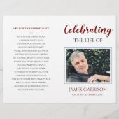 Elegant Red Celebration of Life Memorial Programme Flyer (Voorkant)