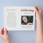 Elegant Red Celebration of Life Memorial Programme Flyer (Hand)