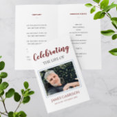 Elegant Red Celebration of Life Memorial Programme Flyer