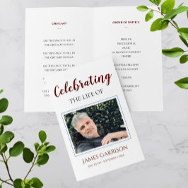 Elegant Red Celebration of Life Memorial Programme Flyer