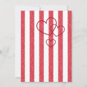 Elegant Red Chalk Stripe Triple Hearts Baby Shower Kaart (Achterkant)