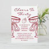 Elegant Red Cheers to Thirty Strawberry Birthday Kaart (Staand voorkant)
