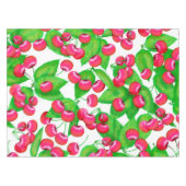 Elegant Red Cherries en Green Leaves Pattern | Tafelkleed (Voorkant (Horizontaal))
