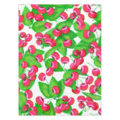 Elegant Red Cherries en Green Leaves Pattern | Tafelkleed (Voorkant)