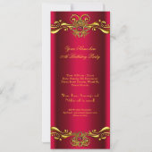 Elegant Red Cherry Jewel Gold Birthday Party Kaart (Achterkant)