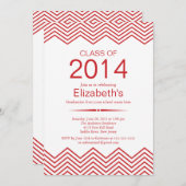 Elegant Red Chevron Graduation Party Kaart (Voorkant / Achterkant)