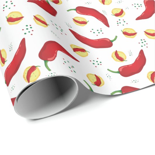 Elegant Red Chili Pattern Cadeaupapier (Rol Hoek)