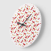 Elegant Red Chili Pattern Grote Klok (Hoek)