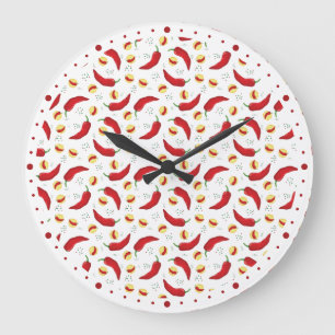 Elegant Red Chili Pattern Grote Klok