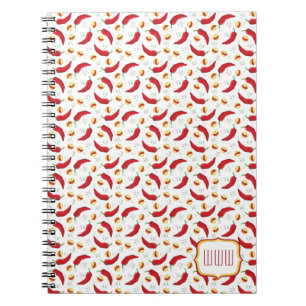 Elegant Red Chili Pattern Notitieboek