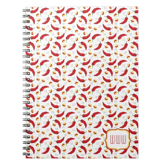 Elegant Red Chili Pattern Notitieboek (Voorkant)