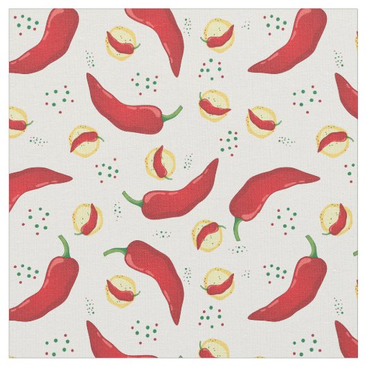 Elegant Red Chili Pattern Stof (Close Up)