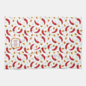 Elegant Red Chili Pattern Theedoek (Horizontaal)