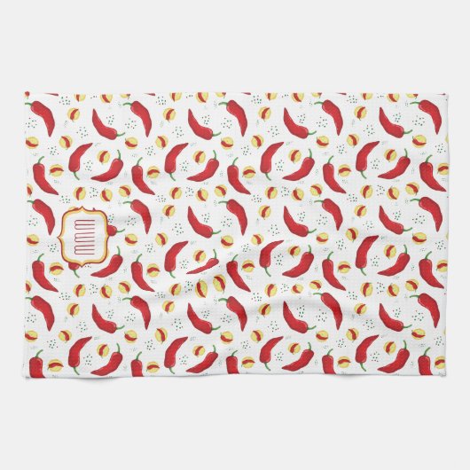 Elegant Red Chili Pattern Theedoek (Horizontaal)