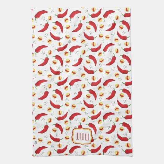 Elegant Red Chili Pattern Theedoek (Verticaal)