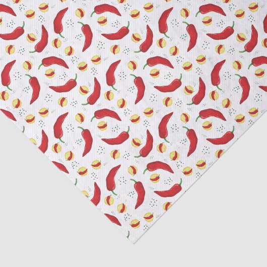 Elegant Red Chili Pattern Tissuepapier (Detail)