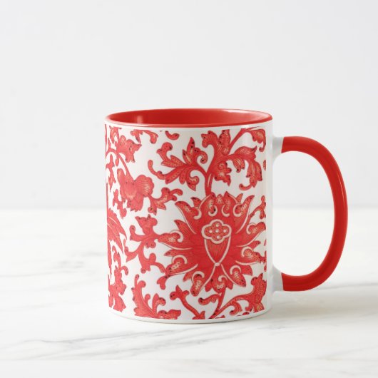Elegant Red Chinese Floral Mok (Rechts)